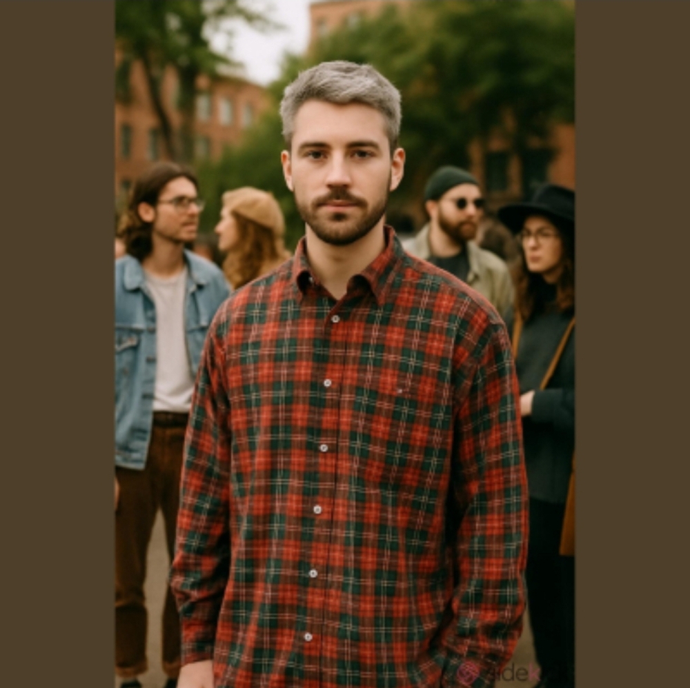 π2/40πVntg Tommy Hilfiger Men's Shirt Red Plaid Long Sleeves Button up Shirt - Picture 1 of 16